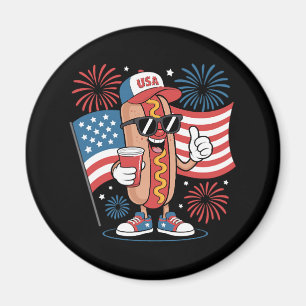 Íman 4 de julho Hotdog American Flag Patriotic Firewy