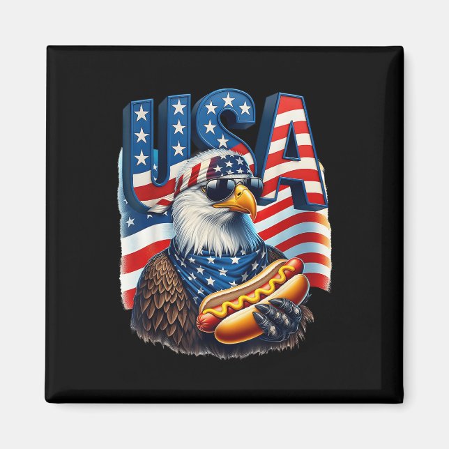Íman 4 De Julho Orgulho Patriótico Águia Balda American (Frente)