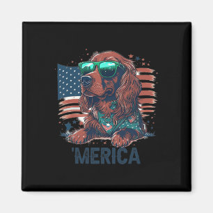 Íman 4 De Julho Patriótico Irlandês Setter Dog Merica