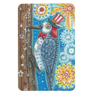 Íman 4 DE JULHO PATRIÓTICO WOODPECKER MAGNET Large