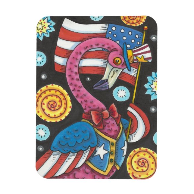 ÍMAN  4 DE JULHO PINK FLAMINGO, TIO SAM MAGNET (Vertical)