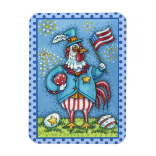 ÍMAN  4 DE JULHO ROOSTER, FRANGO PATRIÓTICO ENGRAÇADO
