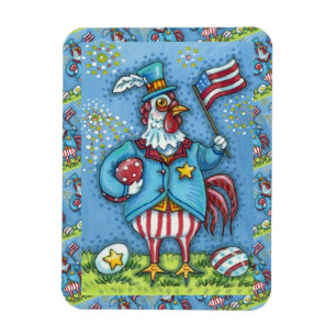 ÍMAN  4 DE JULHO ROOSTER, FRANGO PATRIÓTICO ENGRAÇADO