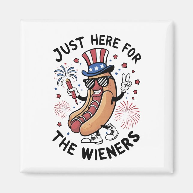 Íman 4 De Julho Wieners USA American flag Patriotic (Frente)