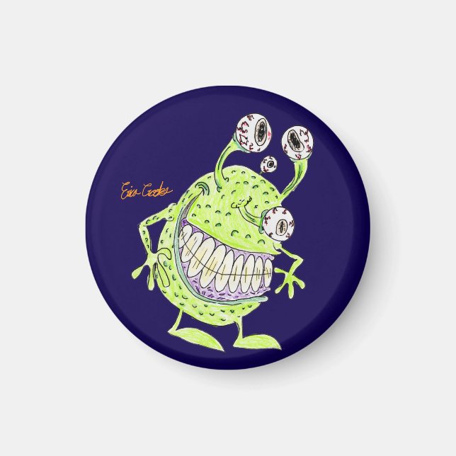 Íman 4 eyed green alien monster (Frente)