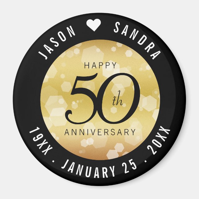 Íman 50º aniversário de casamento do Ouro Elegante (Frente)