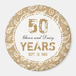 Íman 50º aniversário de casamento do Ouro Paisley Pat
