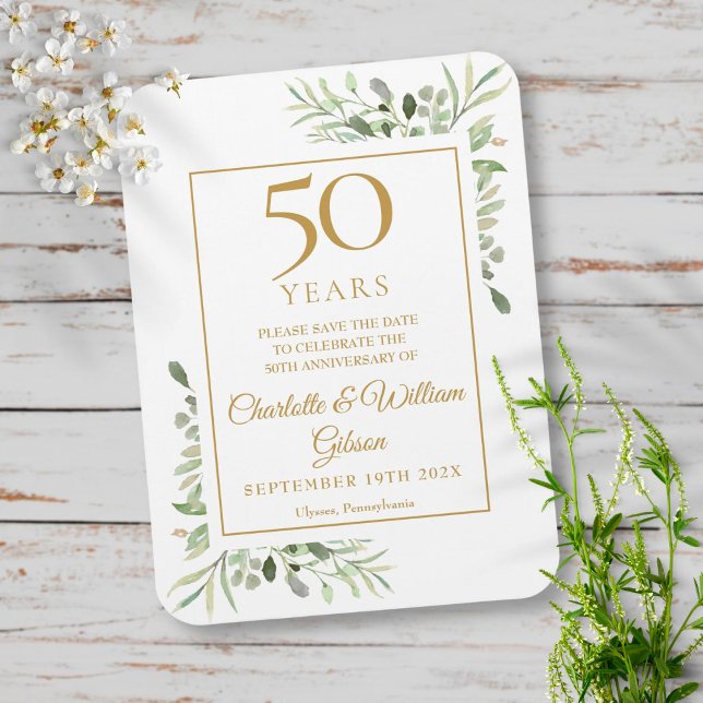 Íman 50º Aniversário de Casamento Salve a Data Verde (Criador carregado)