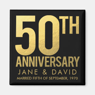 ÍMAN 50º ANIVERSÁRIO DE MAGNET PERSONALIZADA DOURADA PR