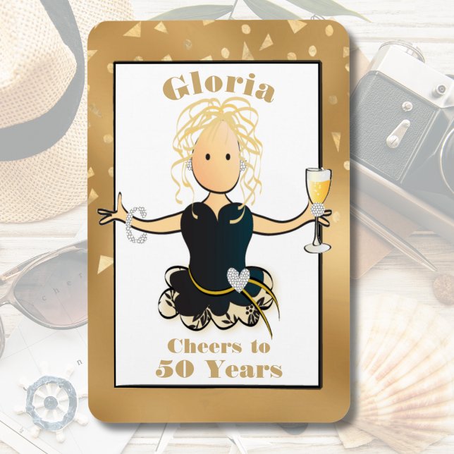 Íman 50º aniversário do Sparkle Glam Funny Cheers para  (Criador carregado)