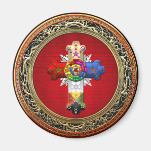 Íman [500] Rosy Cross (Rosa Croix) em Vermelho e Dourad