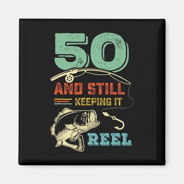 Íman 50.º Aniversário A pescar 50 pescadores Mens Pu (Frente)