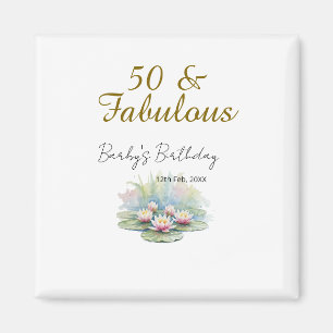 Íman 50 & fabuloso lótus dourado lírio aquarela