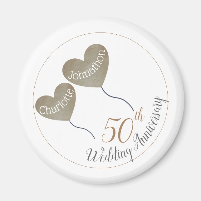 Íman 50th Golden Wedding Anniversary balloon (Frente)