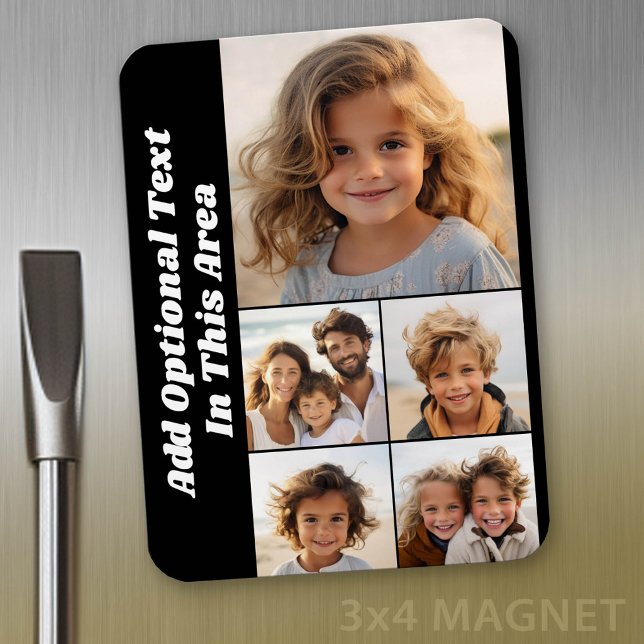 Íman 5 Colagem de Fotos - Texto Opcional - pode editar  (Personalized fridge magnet - add photos and custom text)