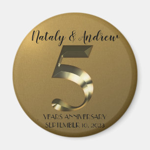 Íman 5 de ouro Metálico Aniversário de Casamento