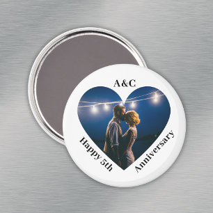 Íman 5 Foto do Coração do Casal do Aniversário de Casam