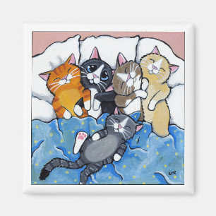 Íman 5 gatinhos sonolentos - ímã da arte do gato