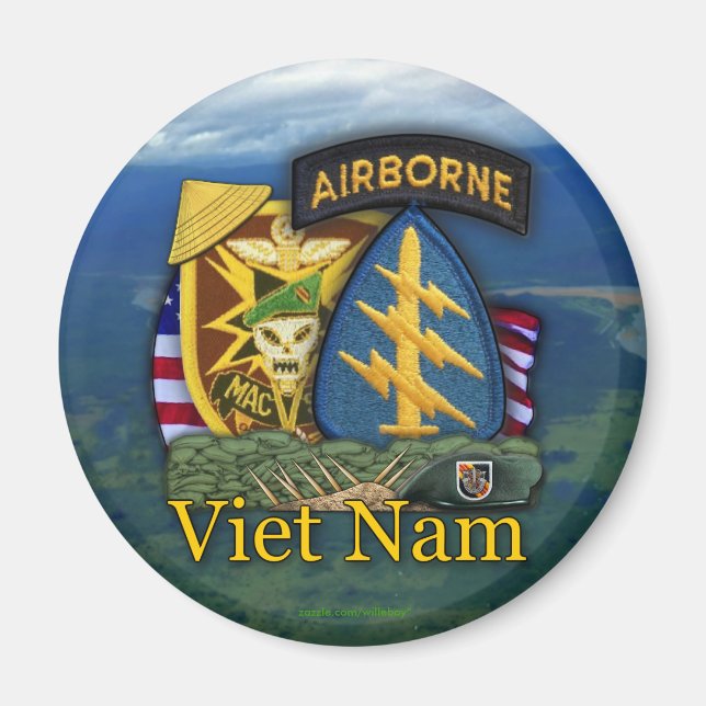 Íman 5 green berets macv sog vietnam vets Magnet (Frente)