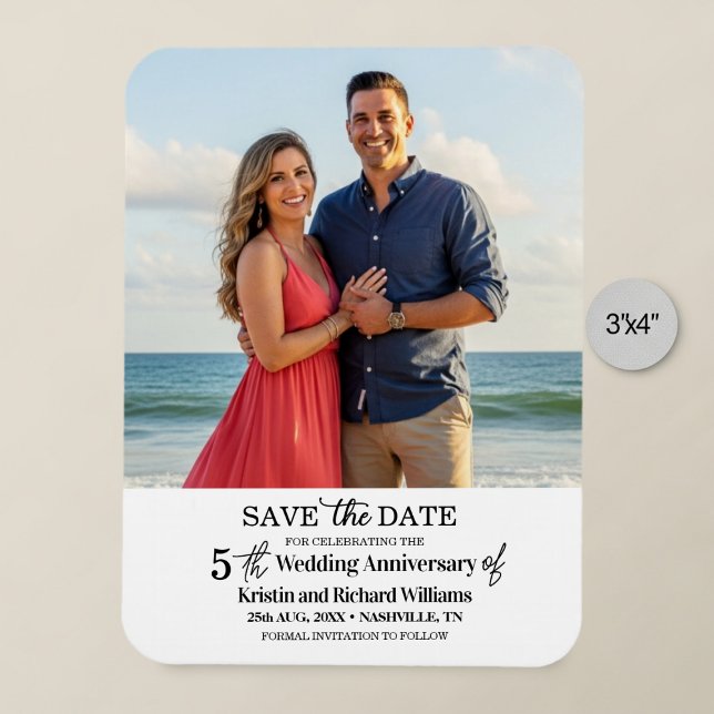 Íman 5th Wedding Anniversary Save the Date Photo (Criador carregado)