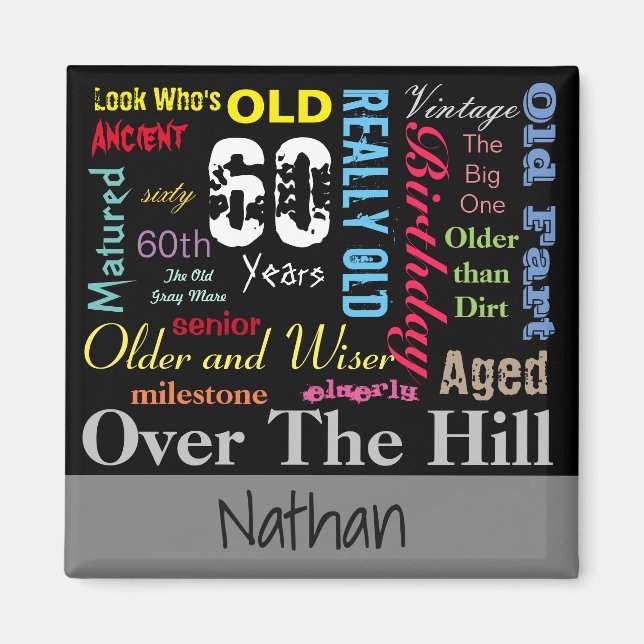 Íman 60º aniversário feliz em um estilo de Grafite (Frente)