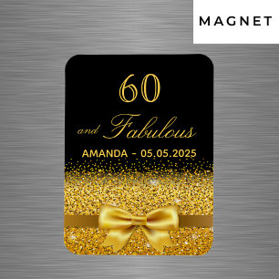 Íman 60º aniversário ouro negro elegante salvar a dat