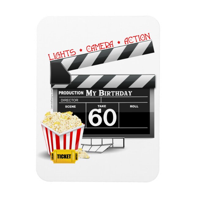 Íman 60º Tema do Filme de Aniversário (Vertical)