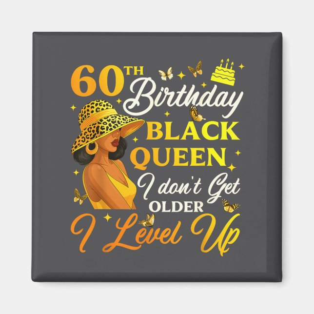 Íman 60th Birthday Black Queen Level Up Emwering For Wo (Frente)