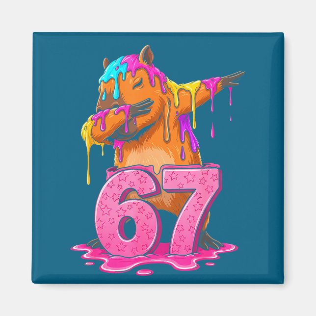 Íman 67 Animals Funny 67 Brainrot Youth Kids Capybara 6 (Frente)