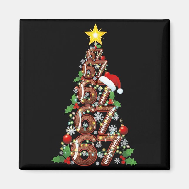 Íman 67 Árvore de Natal Futebol Feriado Seis Sete Meme  (Frente)