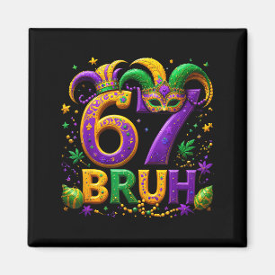 Íman 67 Bruh Chapéu de Bobo Pena Máscara Mardi Gras Fle