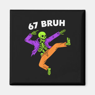 Íman 67 Bruh Halloween Dabbing Esqueleto Meme 6 7 Númer