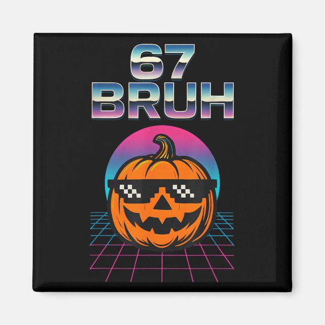 Íman 67 Bruh Meme Halloween Pumpkin 6 7 Brainrot Seis S (Frente)