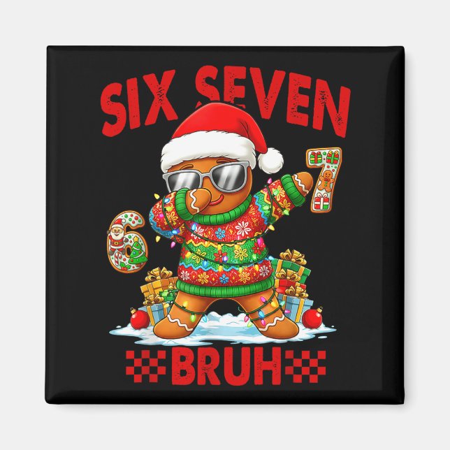 Íman 67 Christmas 6 7 Meme Gingerbread Man Xmas Pajamas (Frente)