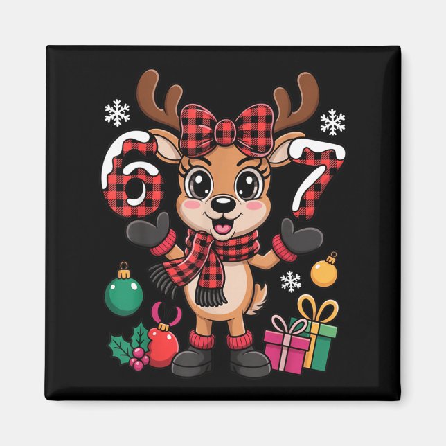 Íman 67 Christmas Outfit Women Meme Reindeer Six Seven  (Frente)
