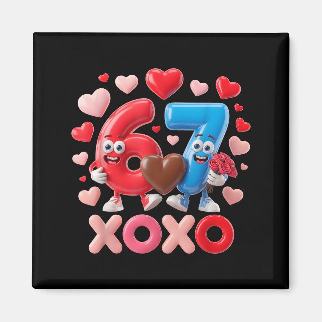 Íman 67 Cute Six Seven Gen Meme Couple Anniversary Vale (Frente)