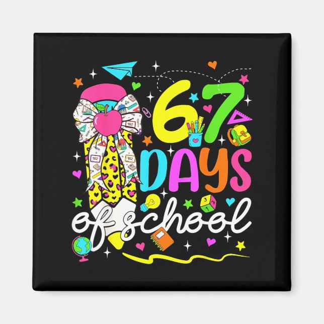 Íman 67 Days Of School Girls Coquette Bow Pencil 67 Day (Frente)