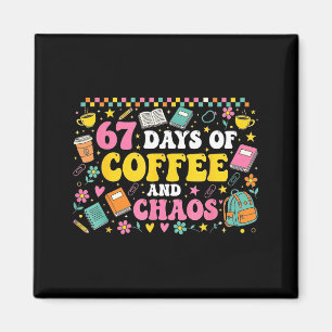 Íman 67 Dias De Escola Amante De Café Professores Retro