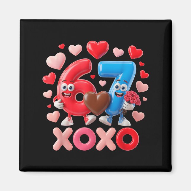 Íman 67 Fofo Casal de Aniversário de Seis Sete Gen Meme (Frente)