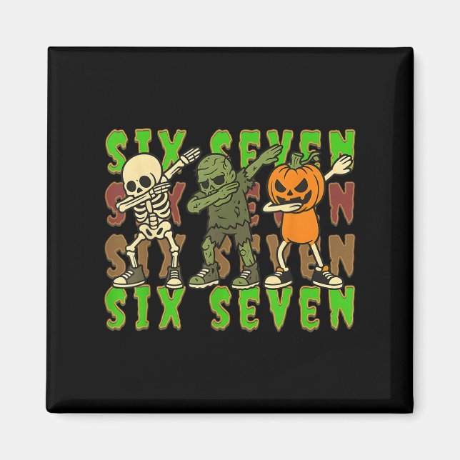 Íman 67 Halloween Meme Six Seven Esqueleto Dabbing Zumb (Frente)