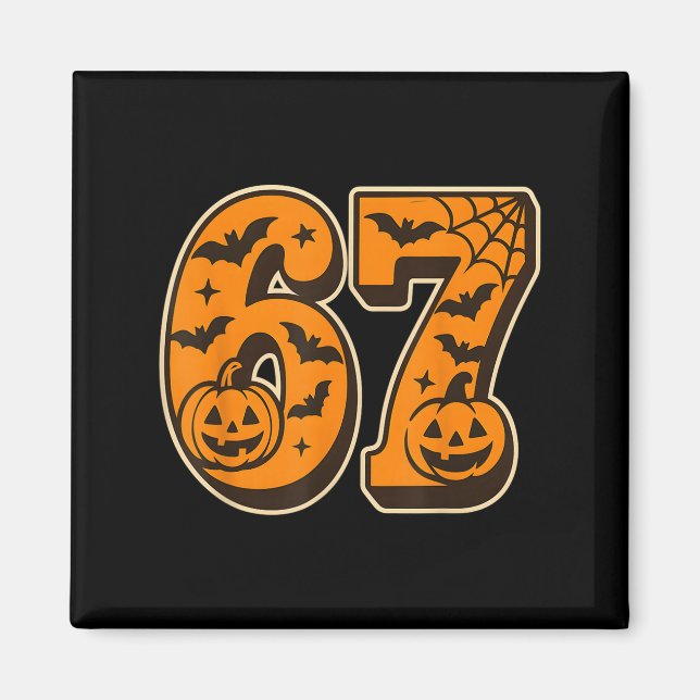 Íman 67 Halloween Seis Sete Brainrot Meme Meninos Crian (Frente)
