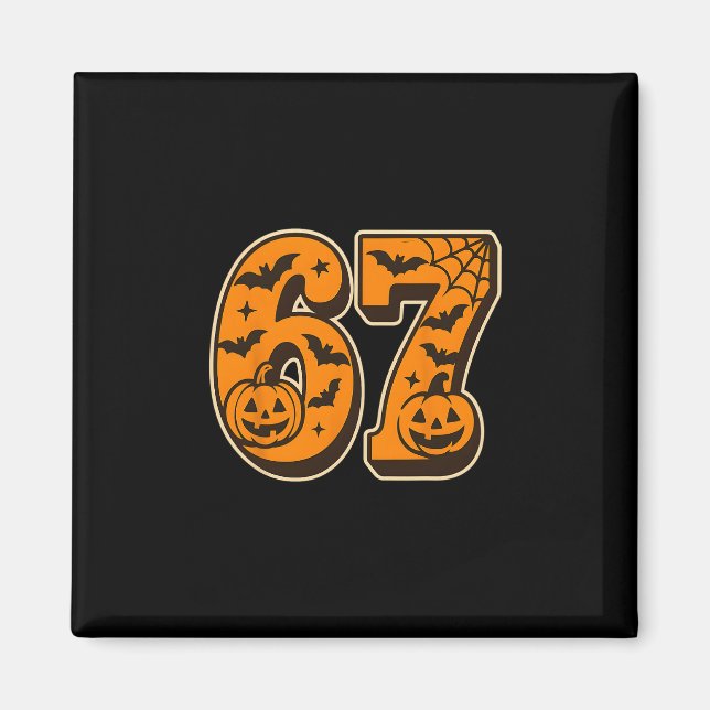Íman 67 Halloween Seis Sete Brainrot Meme Meninos Crian (Frente)