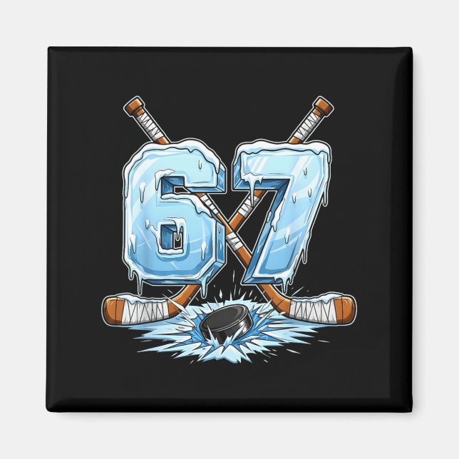 Íman 67 Hockey Drip Number Funny Meme Style Boys Graphi (Frente)