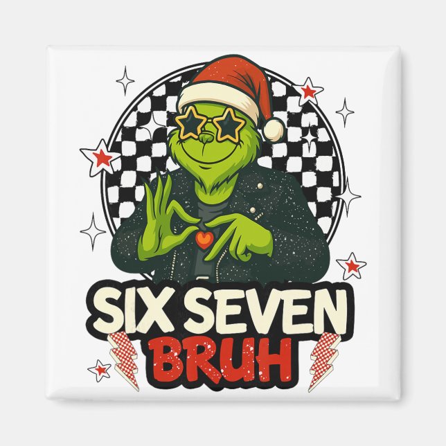 Íman 67 Humor de Meme 6-7 Divertido Seis Sete Natal  (Frente)