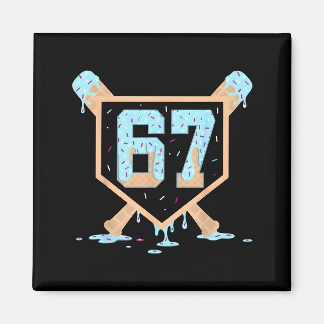 Íman 67 Ice Cream Drip Baseball Meme Funny Six Seven Ge (Frente)