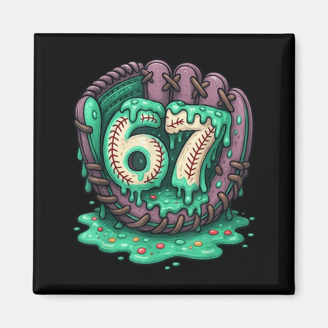 Íman 67 Ice Cream Drip Funny Six Seven Baseball  (Frente)