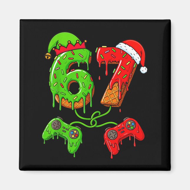 Íman 67 Ice Cream Drip Meme Gamer Six Seven Christmas B (Frente)
