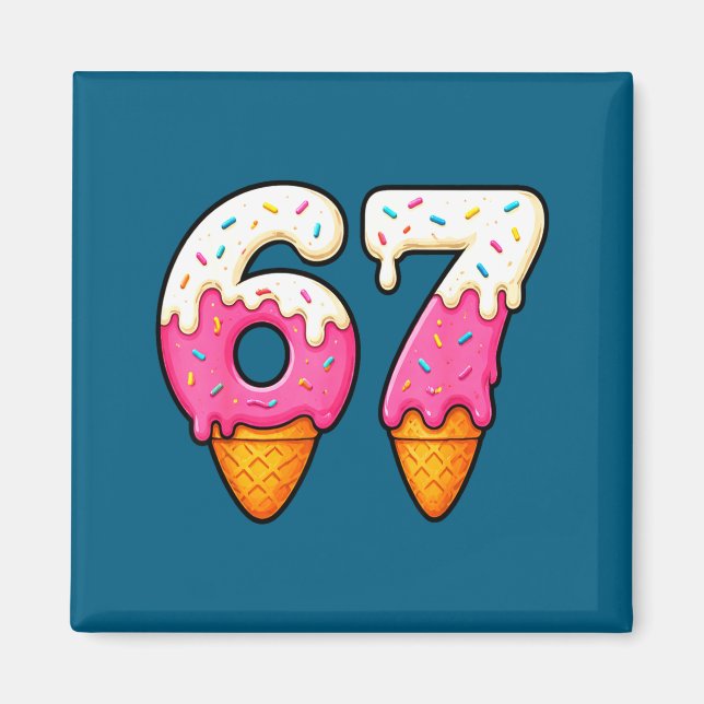 Íman 67 Ilustração de Meme de Gota de Sorvete (Frente)