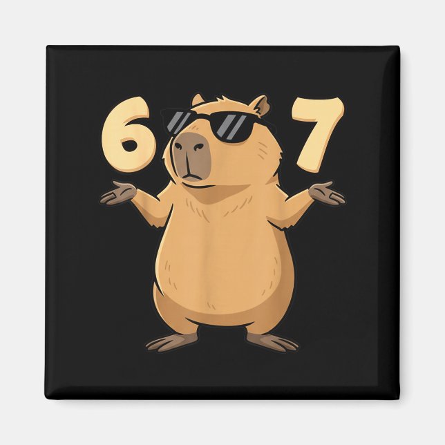Íman 67 Meme de Capivara 6 7 Estético Para Crianças Jov (Frente)