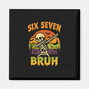 Íman 67 Meme de Halloween 6 7 Esqueleto Seis Sete Númer